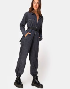 Brody Boiler Suit in Black sold by Motel Rocks
