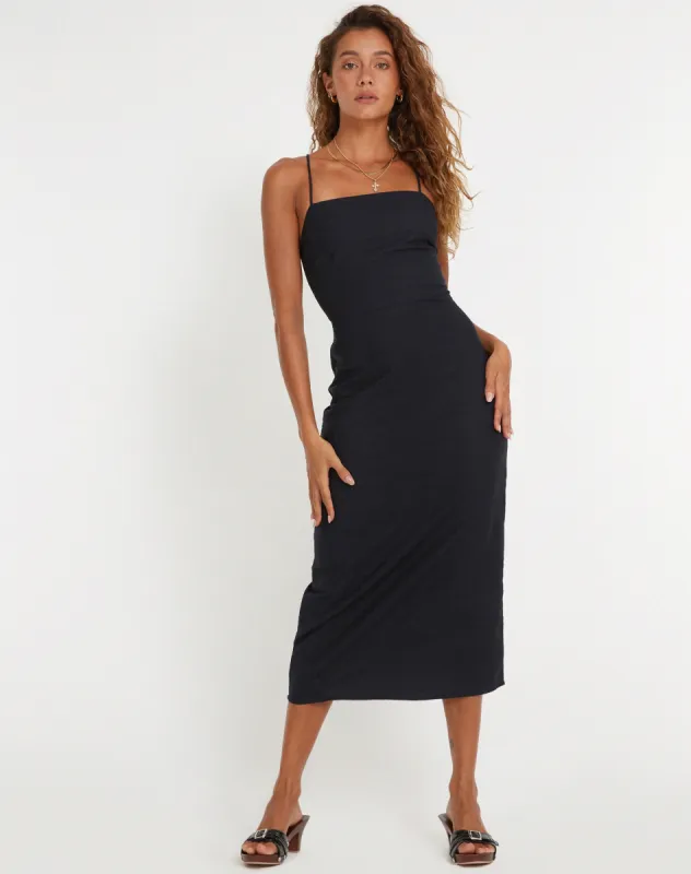 Sky Midi Dress in Black sold by Motel Rocks