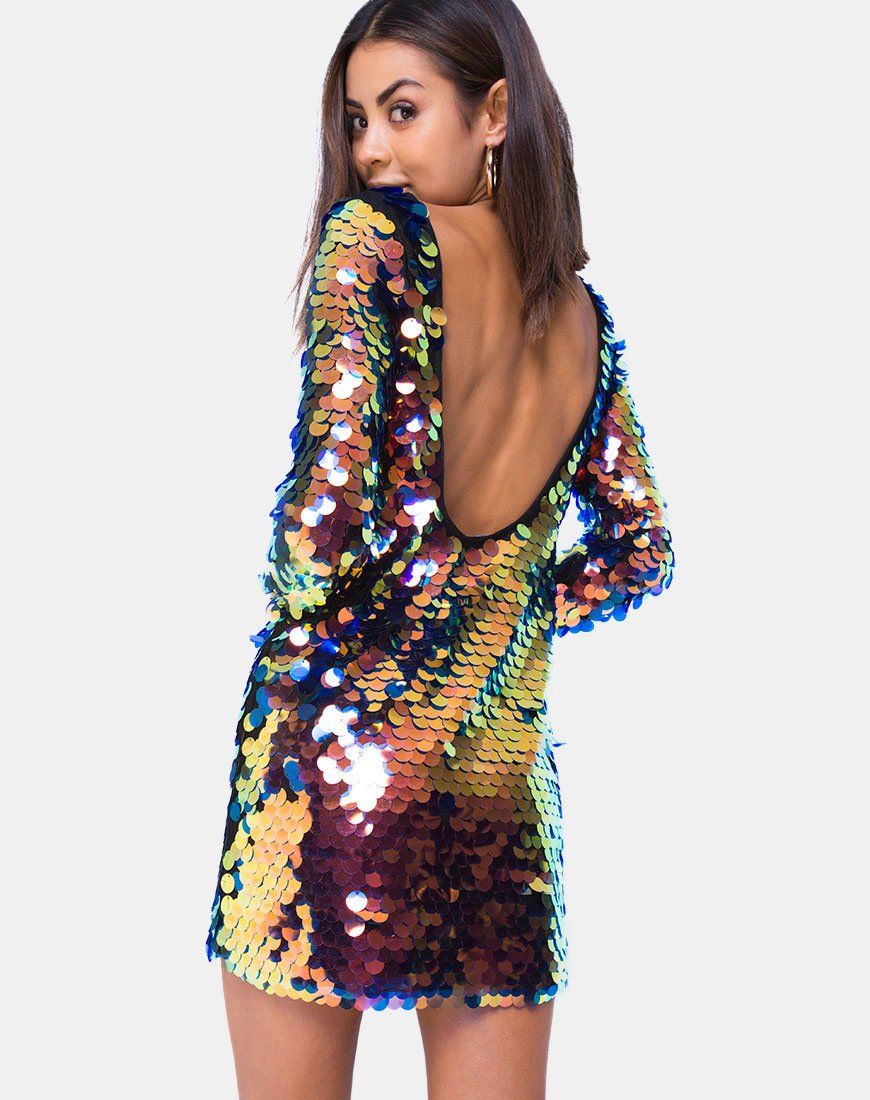 Malia Mini Dress in Dragon Fruit Sequin sold by Motel Rocks product image thumbnail 2
