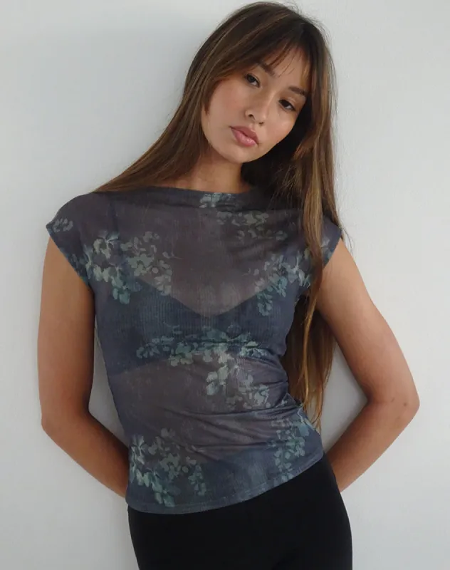 Nova Mesh Top in Faded Botanical Green sold by Motel Rocks