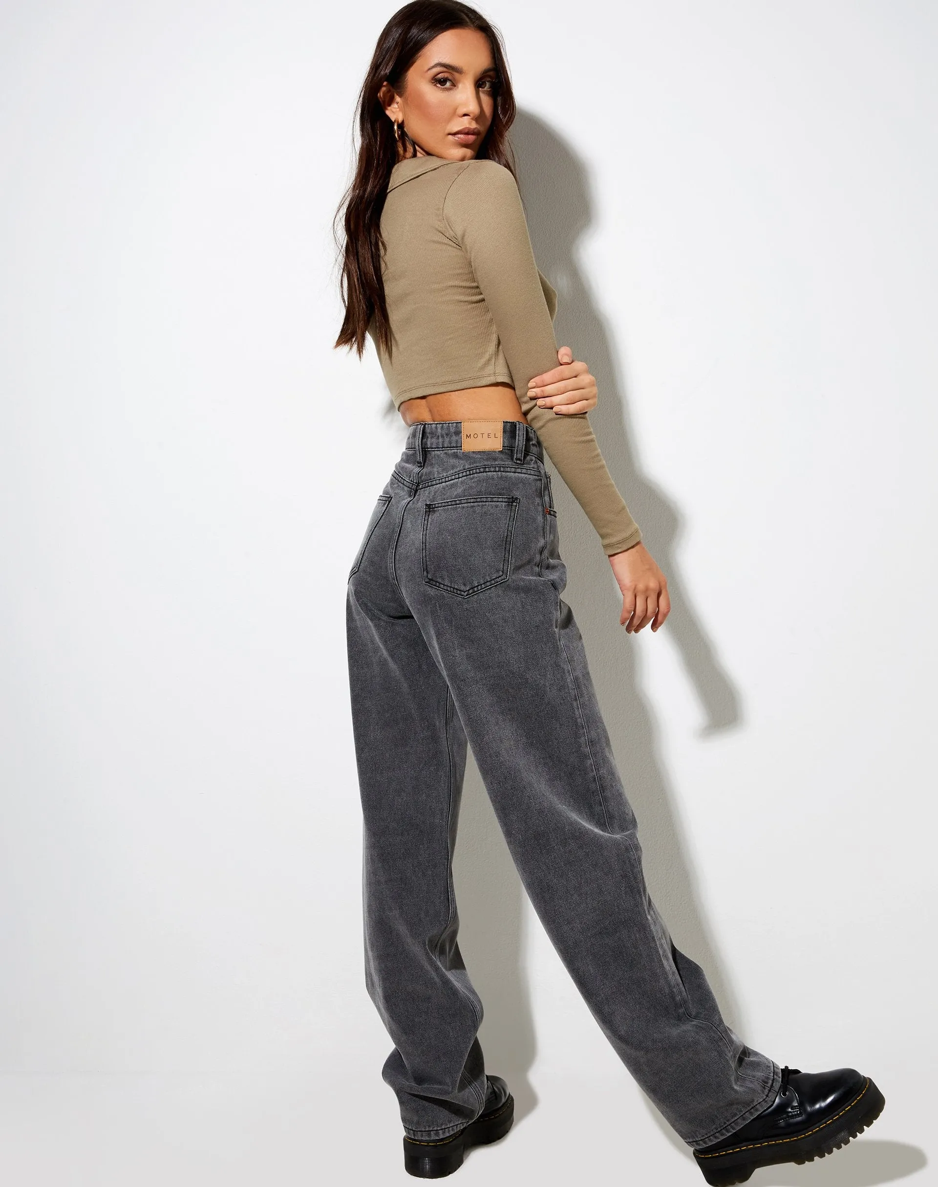 Venema Long Sleeve Top in Rib Eucalyptus sold by Motel Rocks product image thumbnail 2