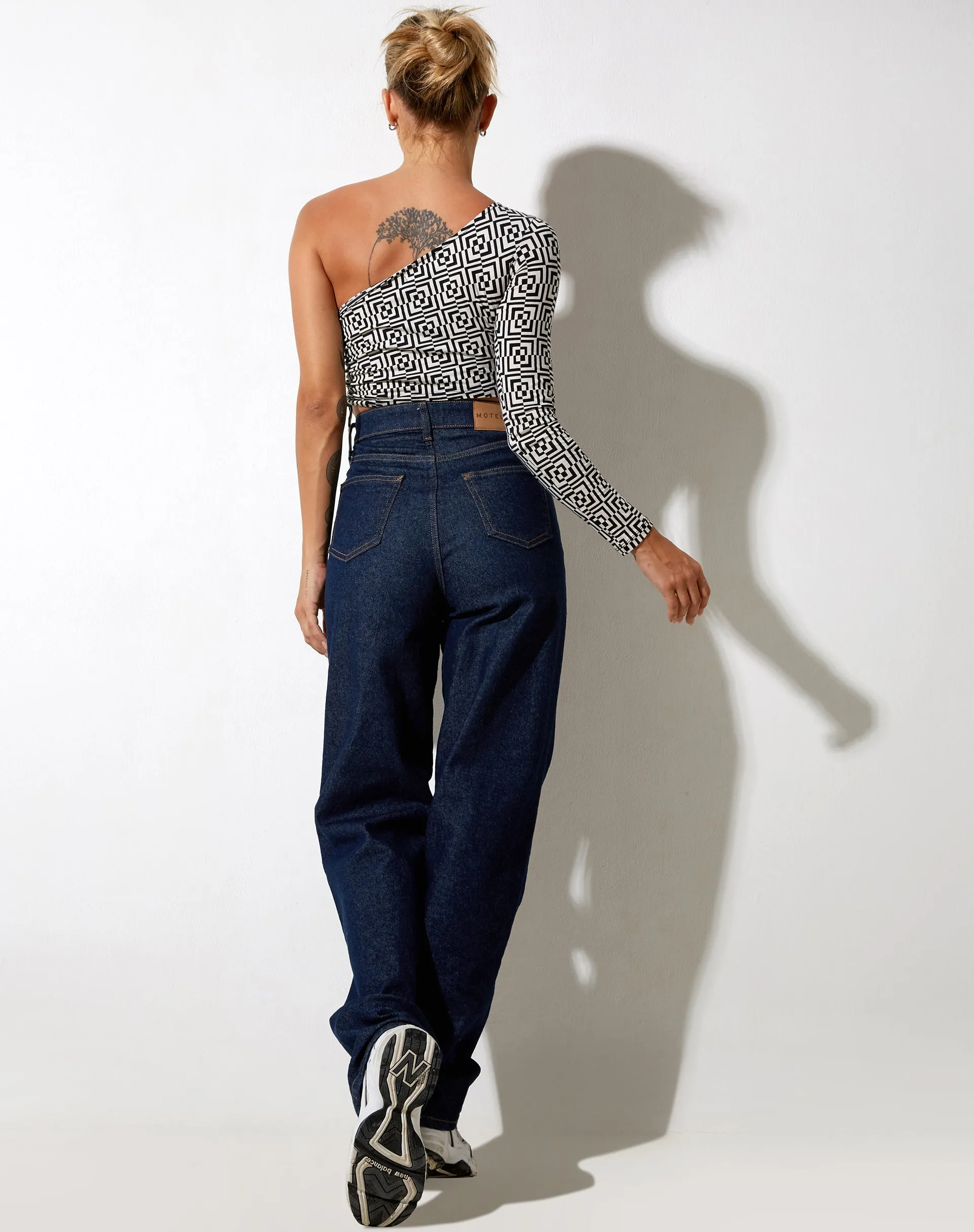 Karine Crop Top in Optic Square Black and White sold by Motel Rocks product image thumbnail 5