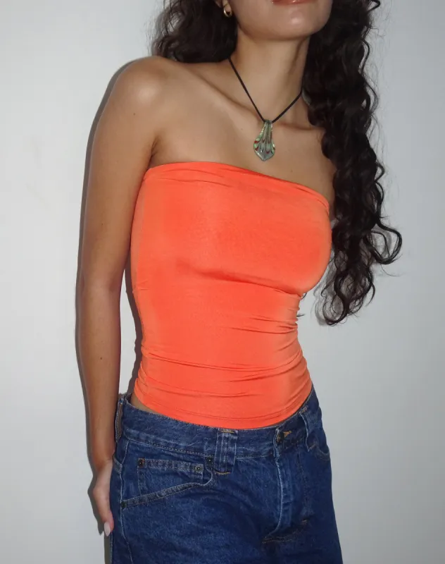 Neave Slinky Bandeau Top in Orange sold by Motel Rocks