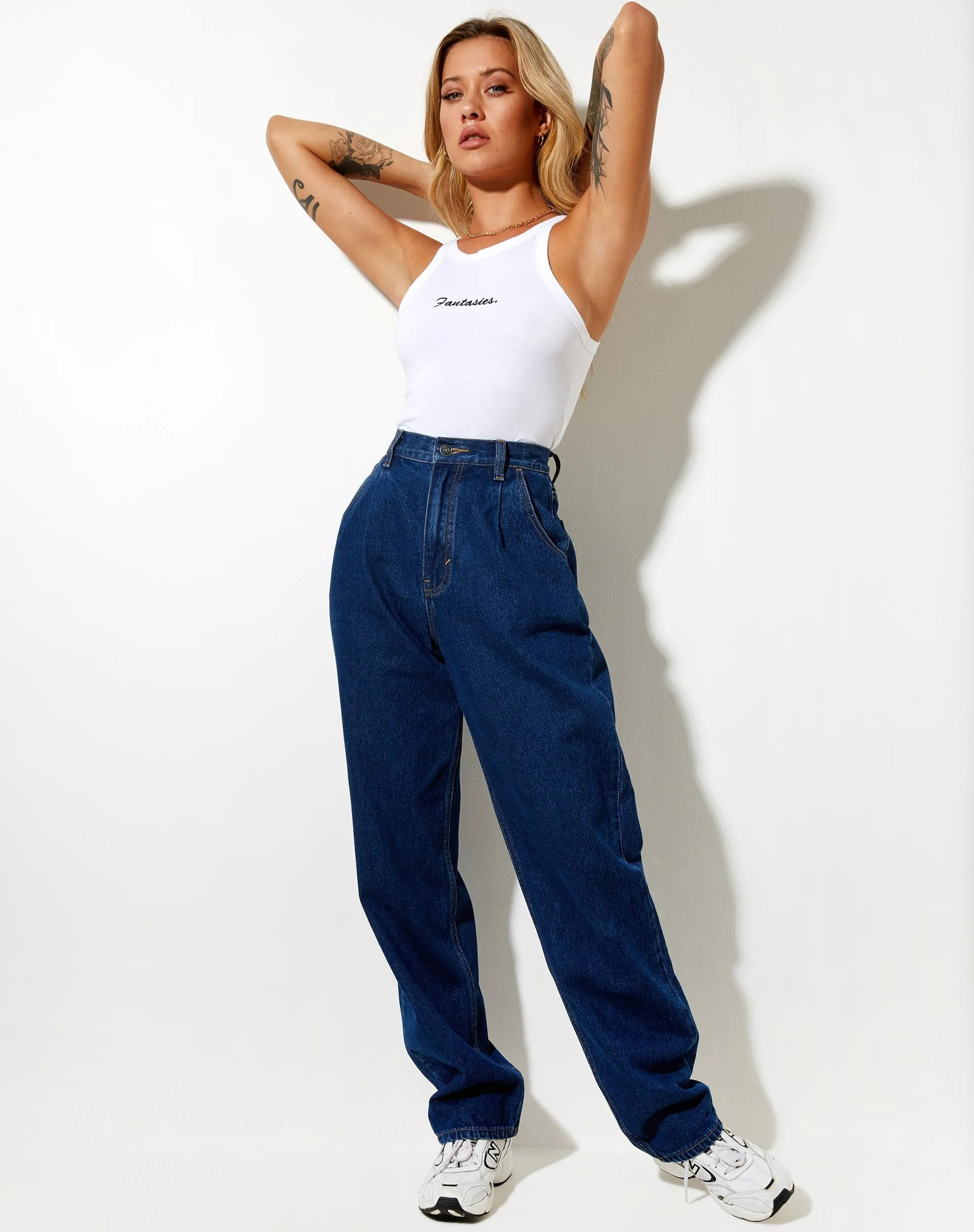 Carter Vest Top in Lycra White Fantasies Embro sold by Motel Rocks product image thumbnail 5