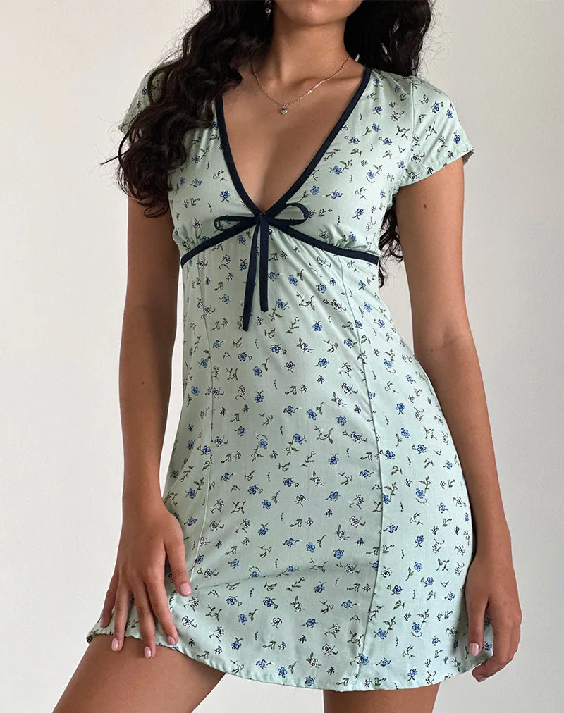 Vaiso Mini Dress in Pretty Petal Green sold by Motel Rocks