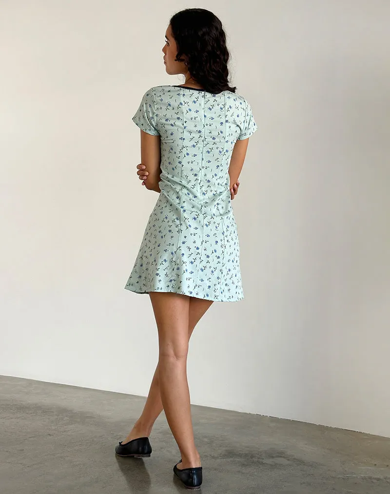 Vaiso Mini Dress in Pretty Petal Green sold by Motel Rocks product image thumbnail 4
