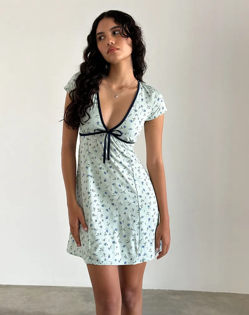 Vaiso Mini Dress in Pretty Petal Green sold by Motel Rocks product image thumbnail 2