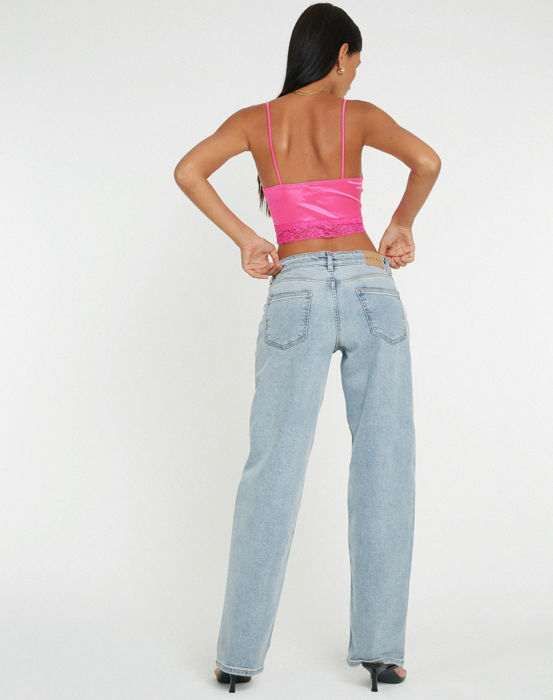 Datuk Crop Top in Satin Hot Pink sold by Motel Rocks product image thumbnail 5