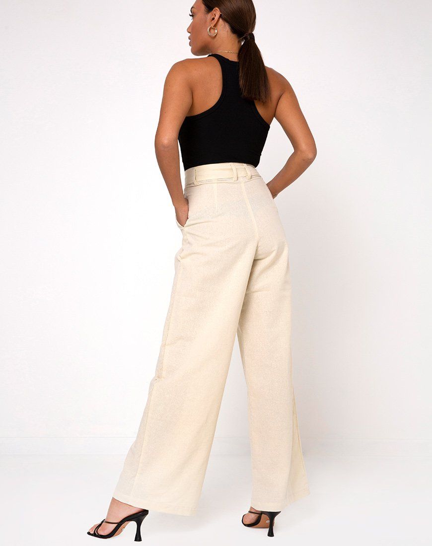 Yeva Flare Trousers in Ecru sold by Motel Rocks product image thumbnail 4