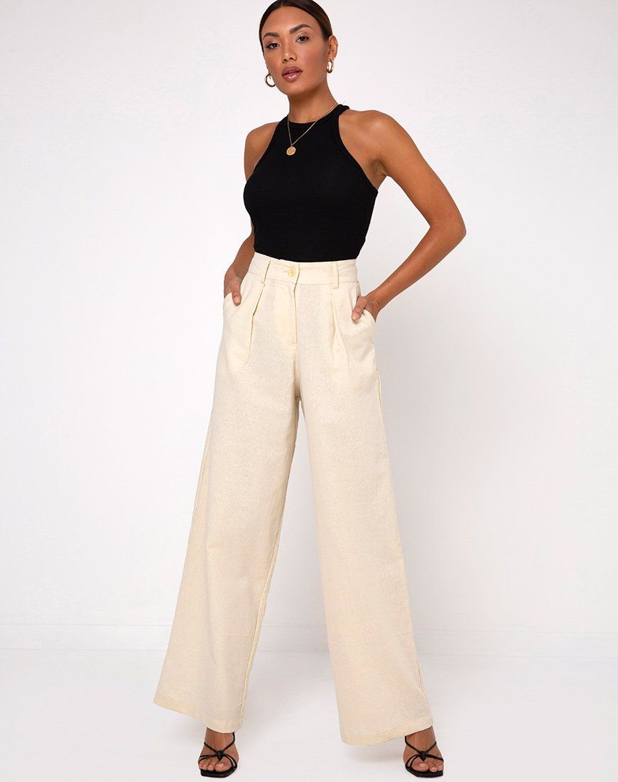 Yeva Flare Trousers in Ecru sold by Motel Rocks product image thumbnail 3