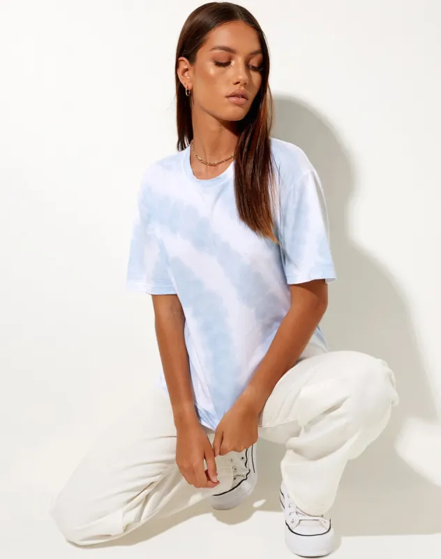 Oversize Basic Tee in Blue and White Swirl Tie Dye sold by Motel Rocks
