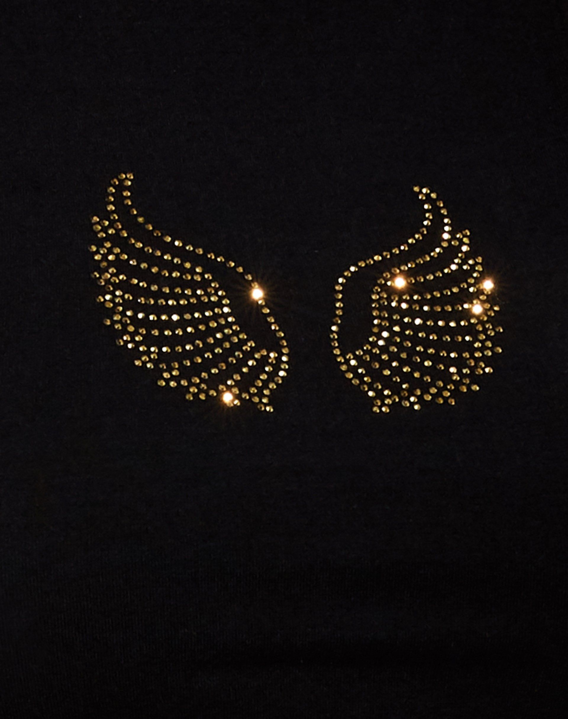 Givas Crop Top in Black with Gold Angel Wings Hotfix sold by Motel Rocks product image thumbnail 4