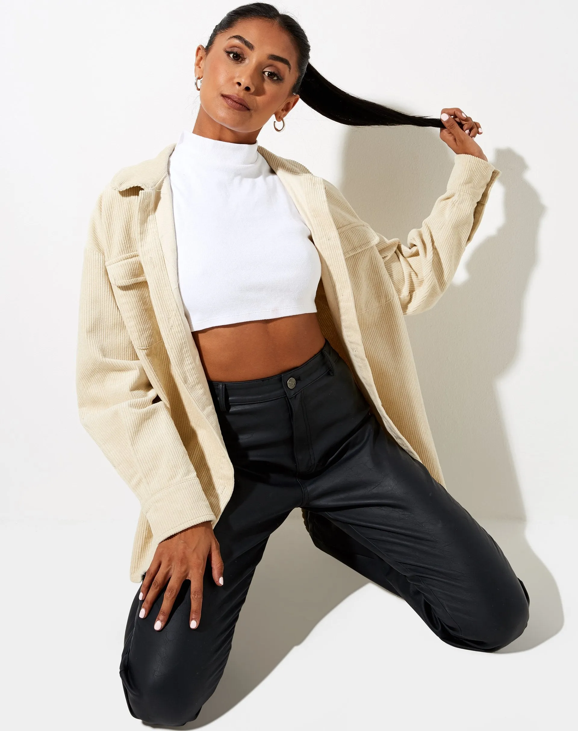 Marcy Shirt in Corduroy Tan sold by Motel Rocks product image thumbnail 3