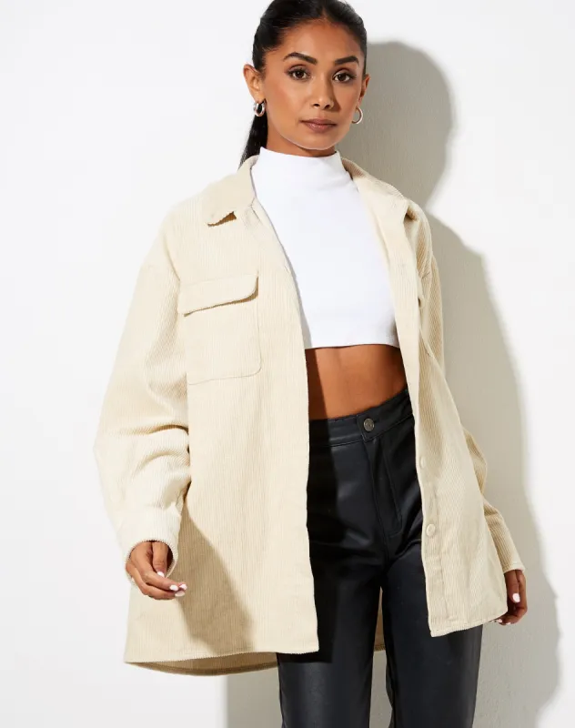 Marcy Shirt in Corduroy Tan sold by Motel Rocks