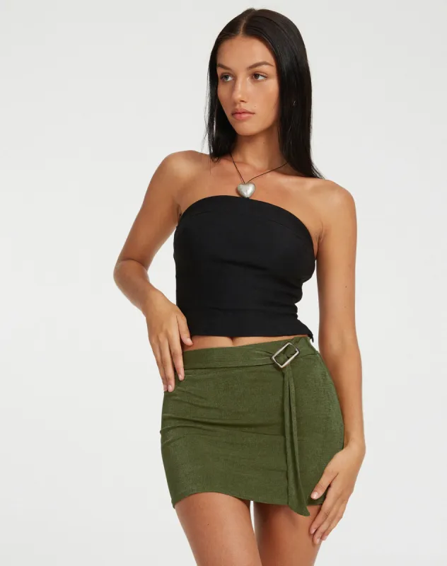 Samnida Mini Skirt in Khaki sold by Motel Rocks