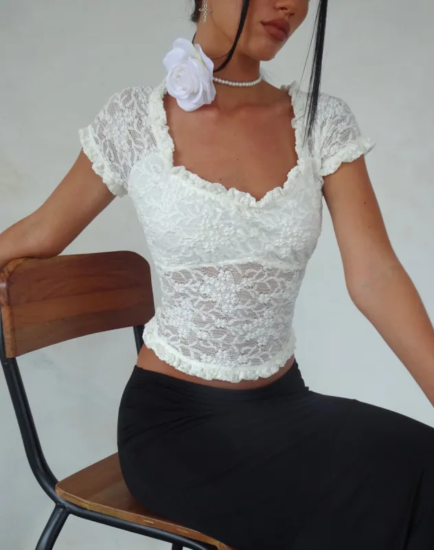 Rufte Top in Lace Ivory made by Motel Rocks