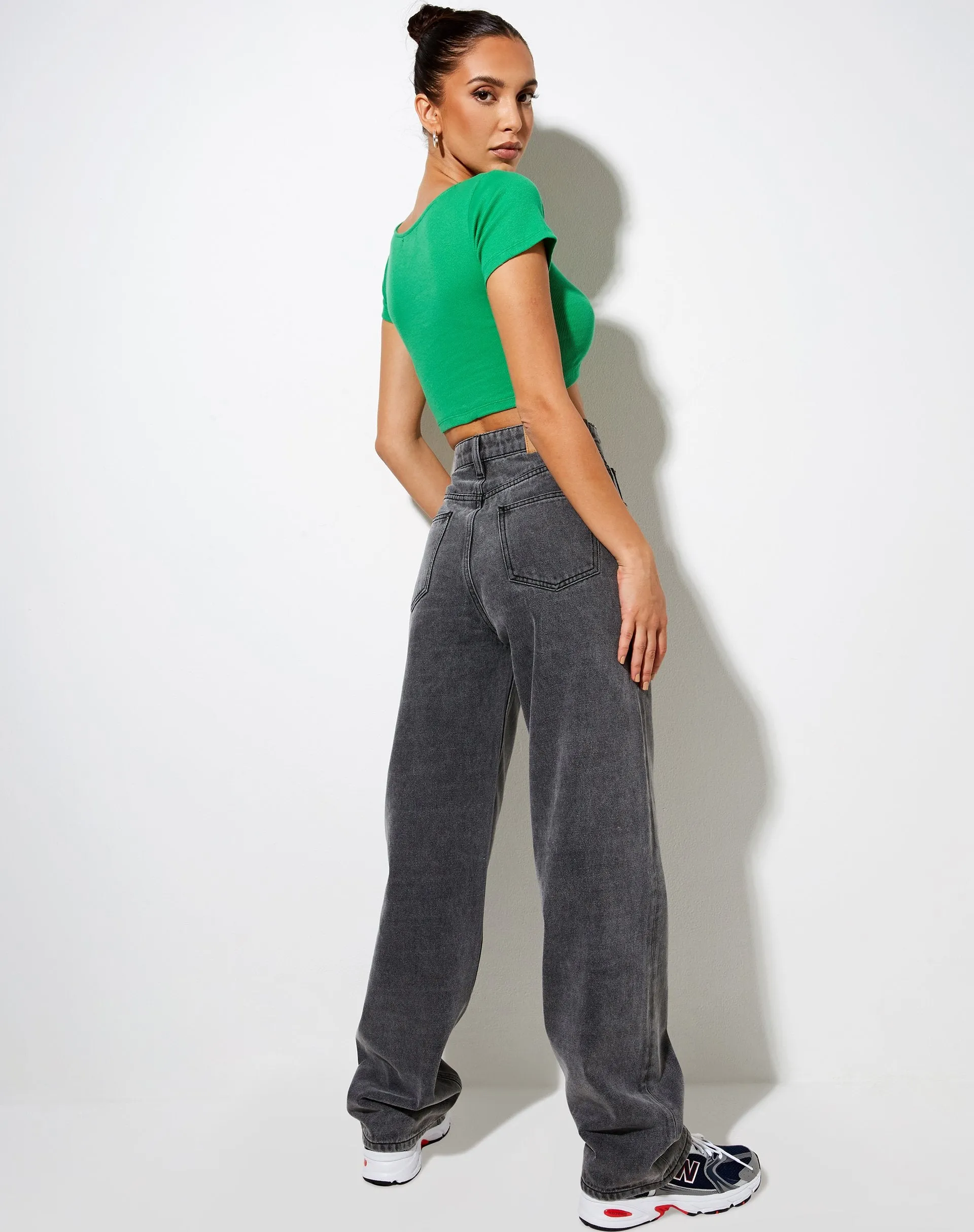 Tindy Crop Top in Rib Fun Green Bellissimo sold by Motel Rocks product image thumbnail 2