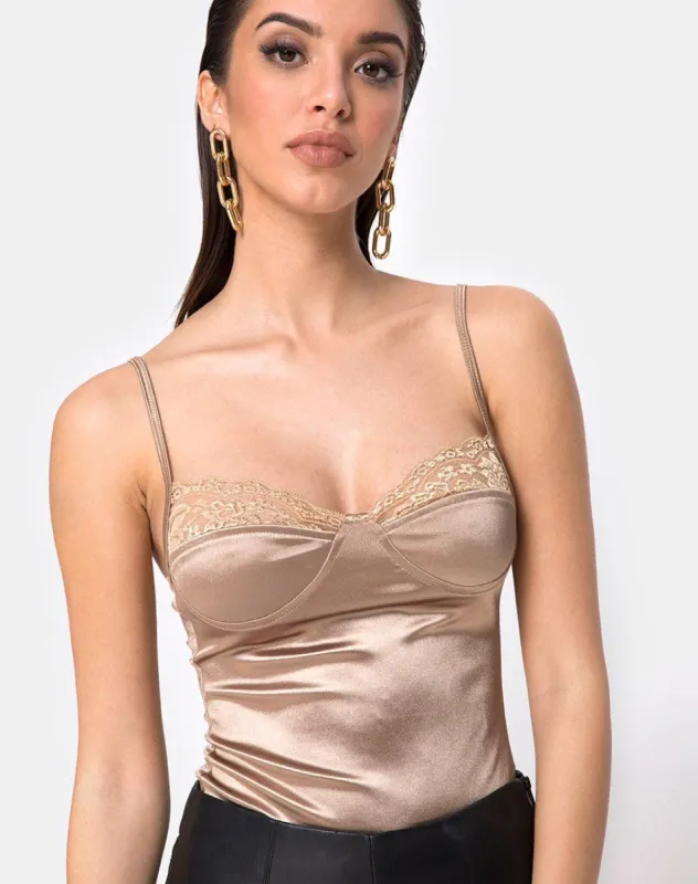Letta Bodice in Gold sold by Motel Rocks