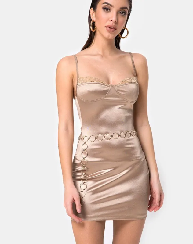 Lesty Bodycon Dress in Gold sold by Motel Rocks