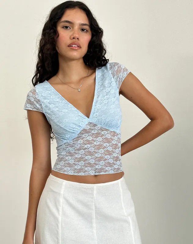 Livra Top in Clover Lace Blue sold by Motel Rocks