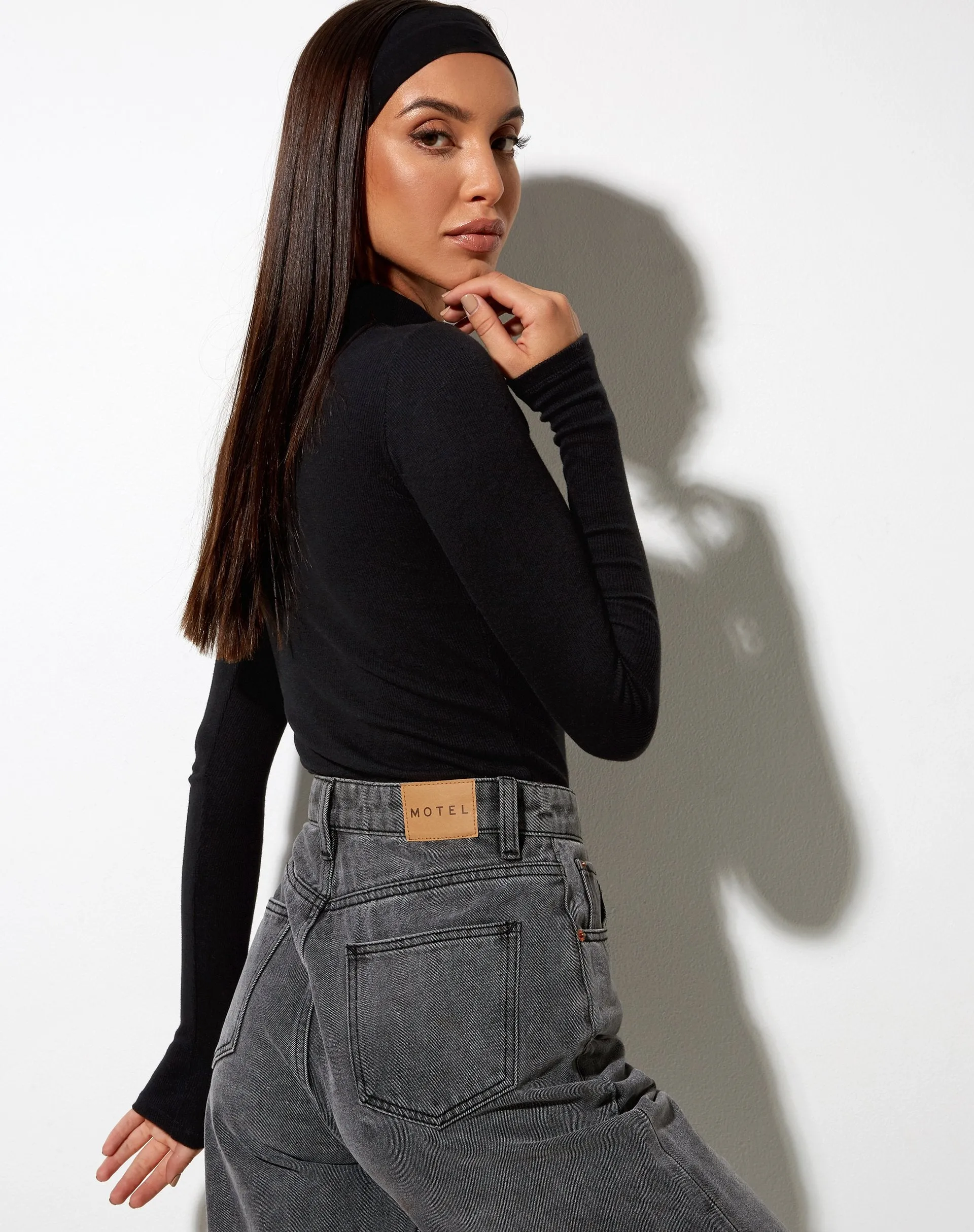 Matri Top in Rib Black sold by Motel Rocks product image thumbnail 2