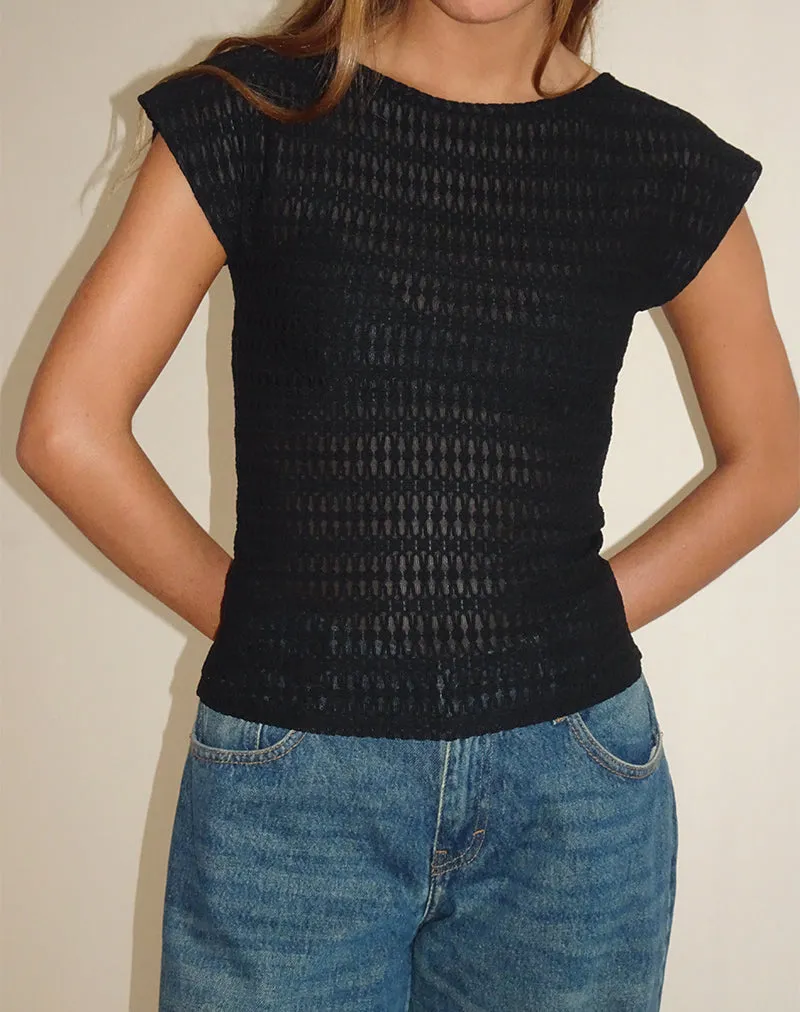 Nova Top in Textured Black sold by Motel Rocks product image thumbnail 2
