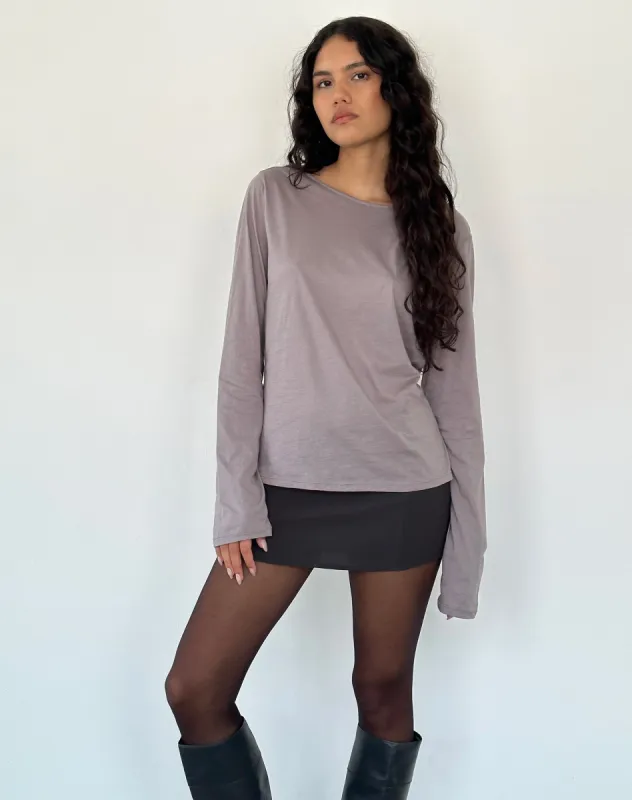 Damon Baggy Long Sleeve Top in Elephant Grey Tissue Jersey made by Motel Rocks