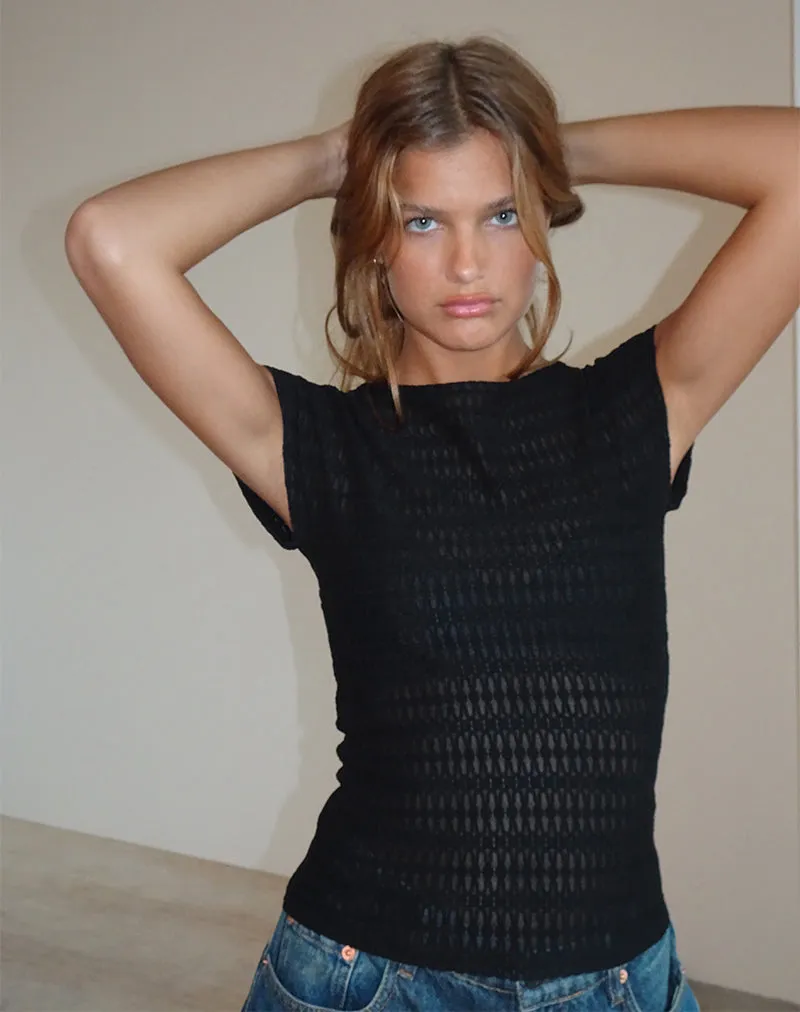 Nova Top in Textured Black sold by Motel Rocks product image thumbnail 3