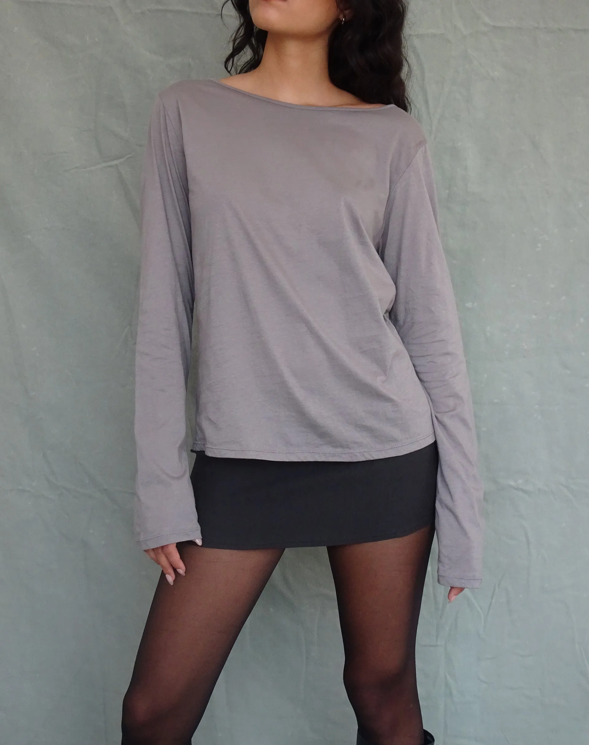 Damon Baggy Long Sleeve Top in Elephant Grey Tissue Jersey sold by Motel Rocks product image thumbnail 2
