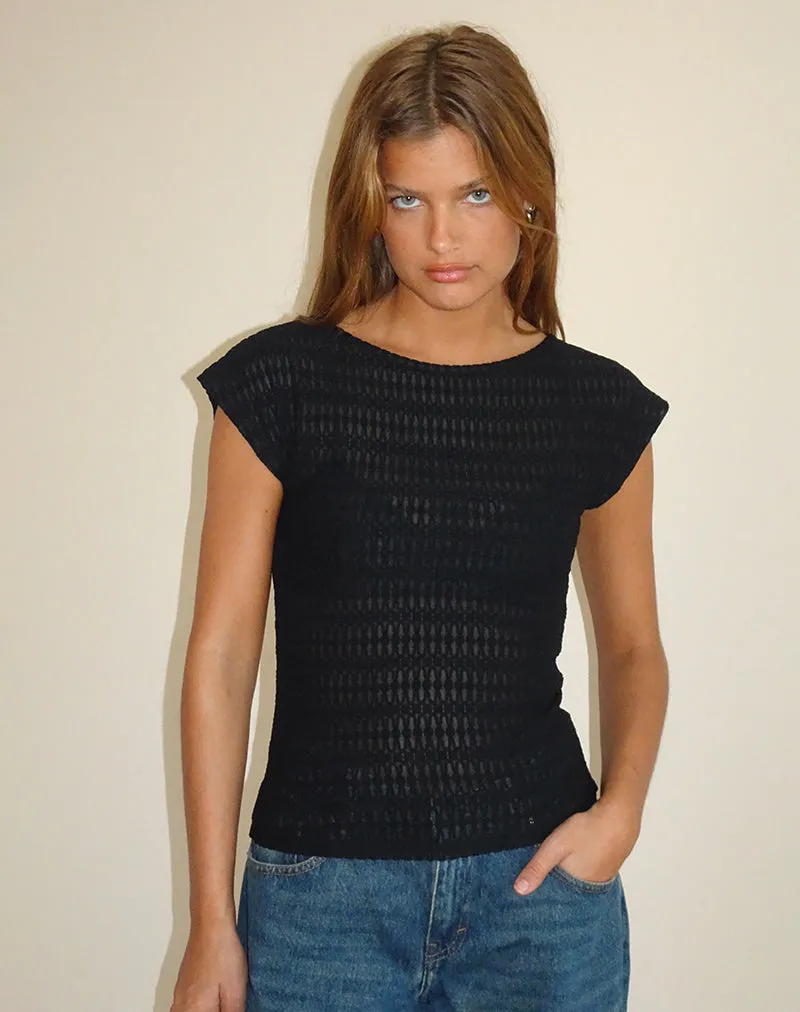 Nova Top in Textured Black sold by Motel Rocks