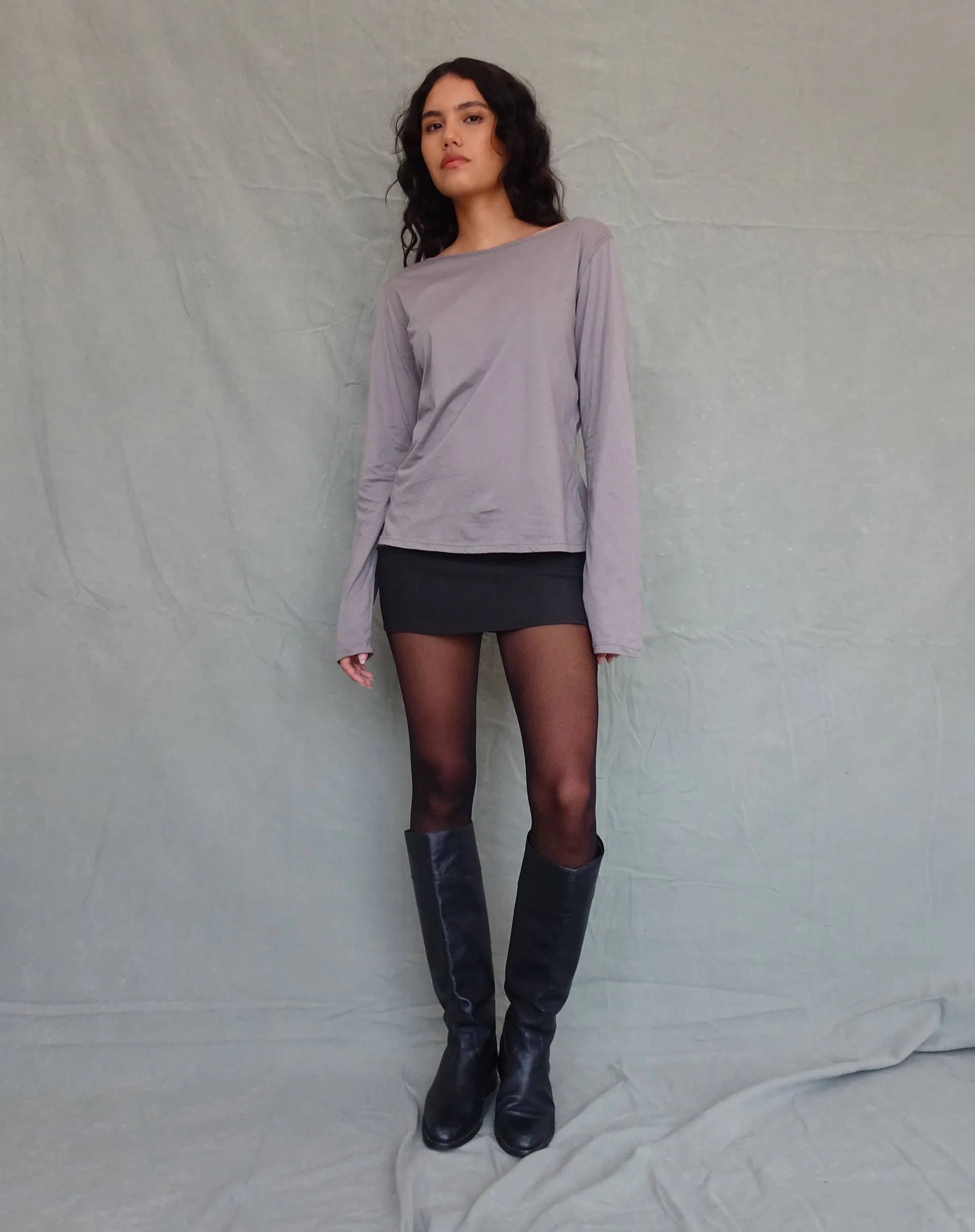 Damon Baggy Long Sleeve Top in Elephant Grey Tissue Jersey sold by Motel Rocks product image thumbnail 3