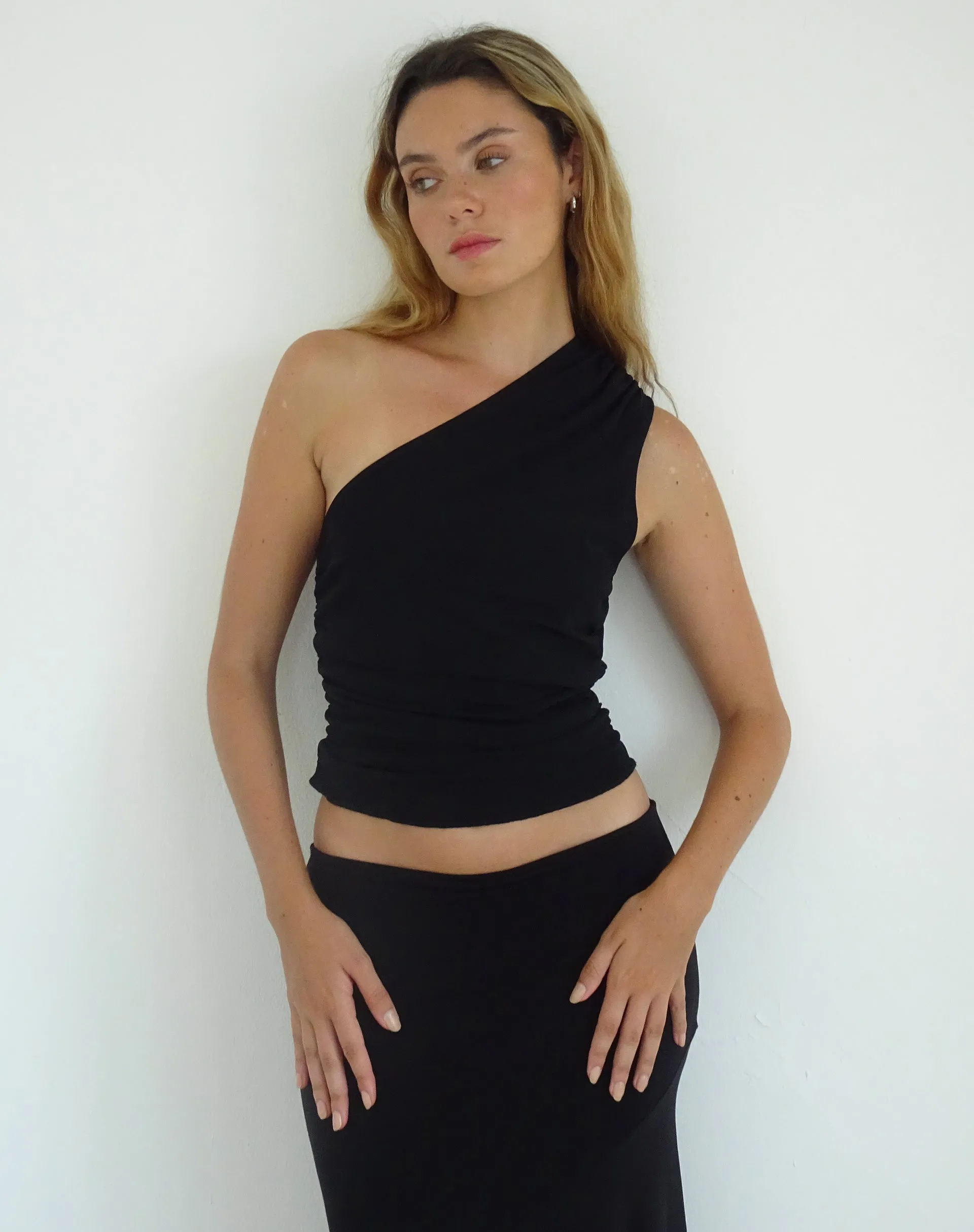 Evelina One Shoulder Top in Black Mesh sold by Motel Rocks product image thumbnail 2