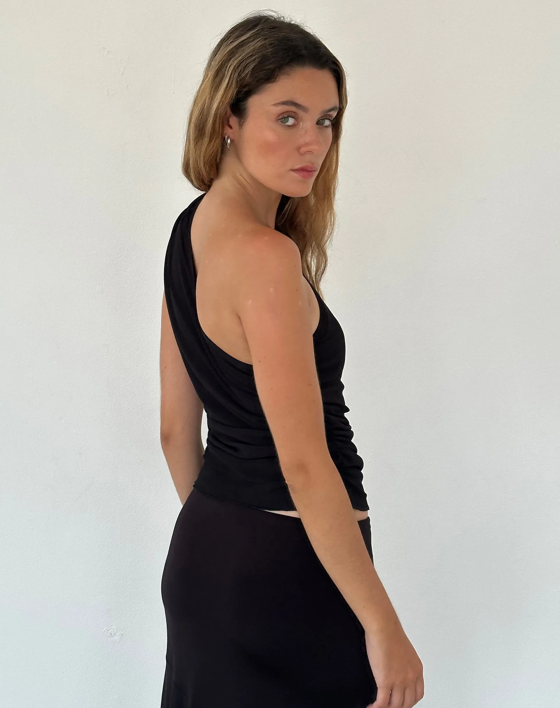 Evelina One Shoulder Top in Black Mesh sold by Motel Rocks product image thumbnail 3