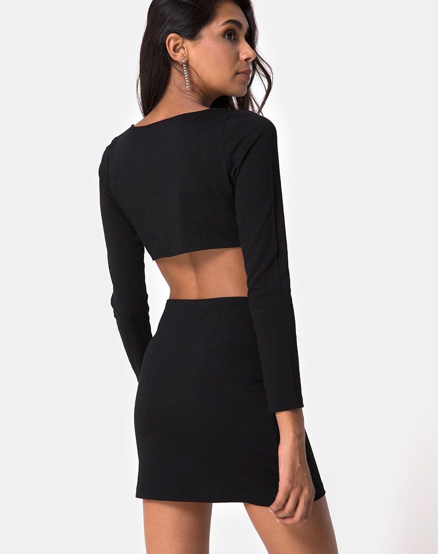 Tashi Bodycon Dress in Black with Diamante Ring Black sold by Motel Rocks product image thumbnail 2