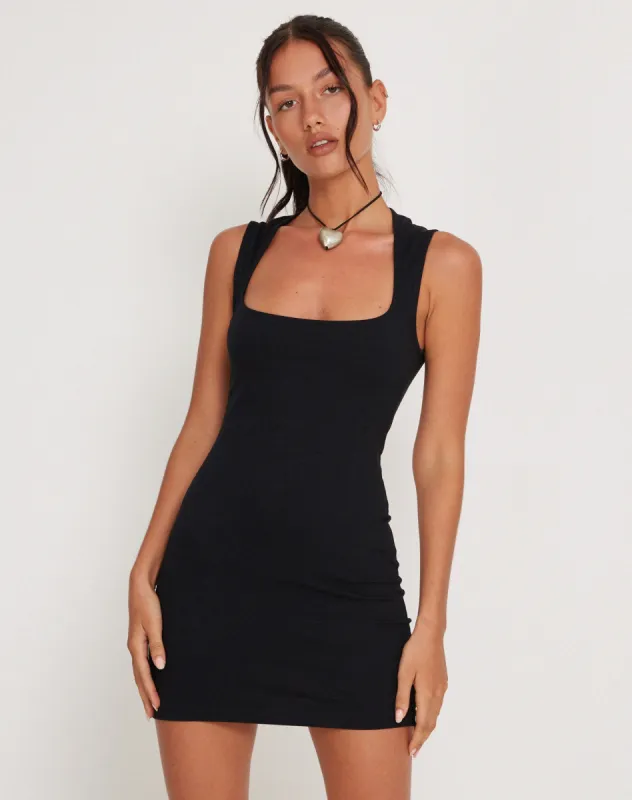 Jinsuen Bodycon Mini Dress in Black sold by Motel Rocks