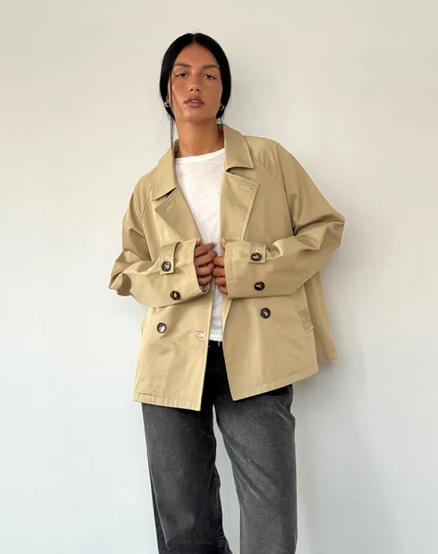 Narto Boxy Trench Jacket in Tan sold by Motel Rocks