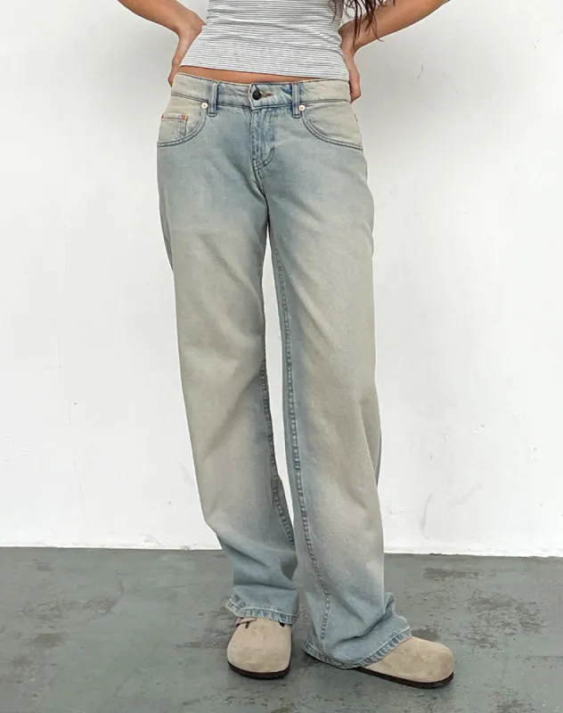 Low Rise Parallel Jeans in Sand Bleach Extreme sold by Motel Rocks