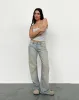 Low Rise Parallel Jeans in Sand Bleach Extreme sold by Motel Rocks