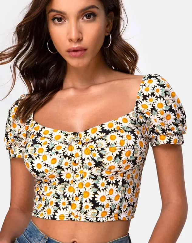 Fahrani Top in Delightful Daisy sold by Motel Rocks