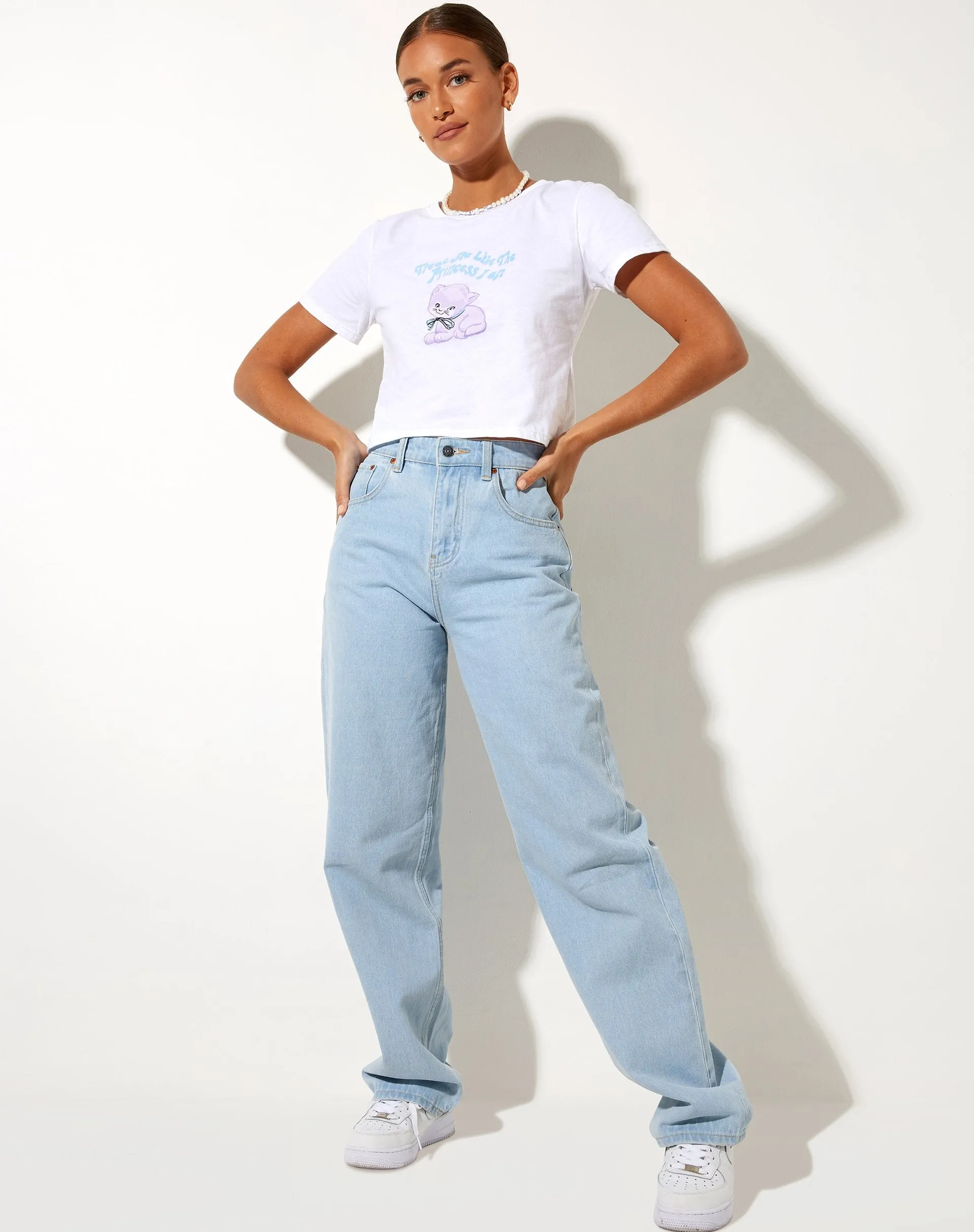 Shrunk Tee in White Dreamy Kittens sold by Motel Rocks product image thumbnail 4