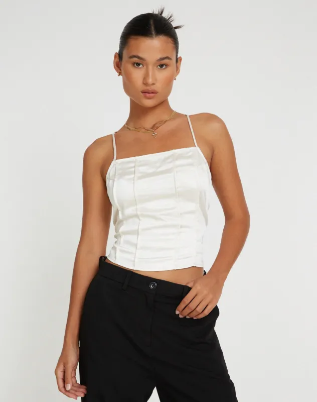 Cosey Top in Satin Ivory sold by Motel Rocks