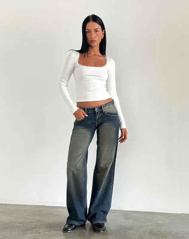 Low Rise Parallel Jeans in Amber Wash sold by Motel Rocks