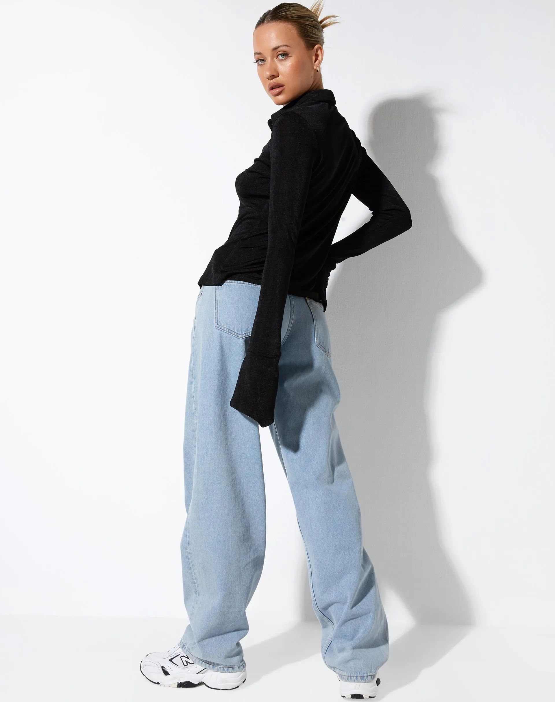 Keani Long Sleeve Shirt in Crepe Black sold by Motel Rocks product image thumbnail 4