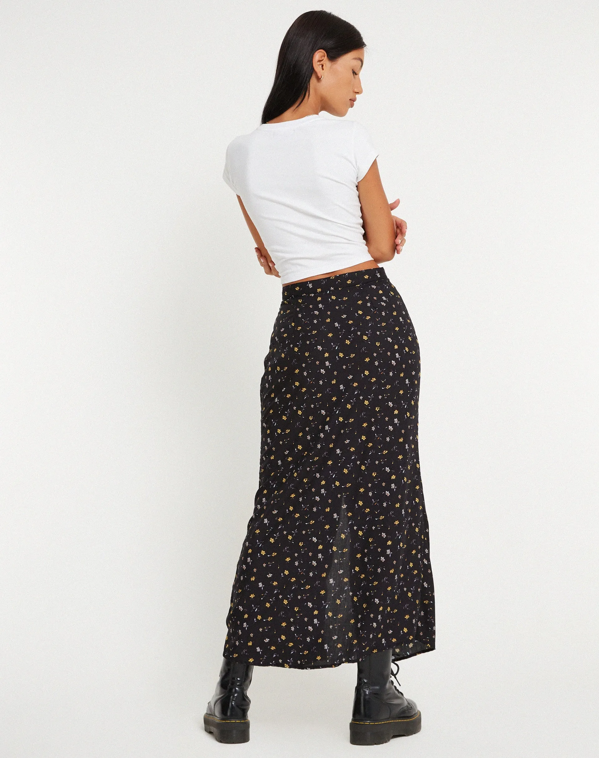 Rima Maxi Skirt in Pretty Petal Black sold by Motel Rocks product image thumbnail 4