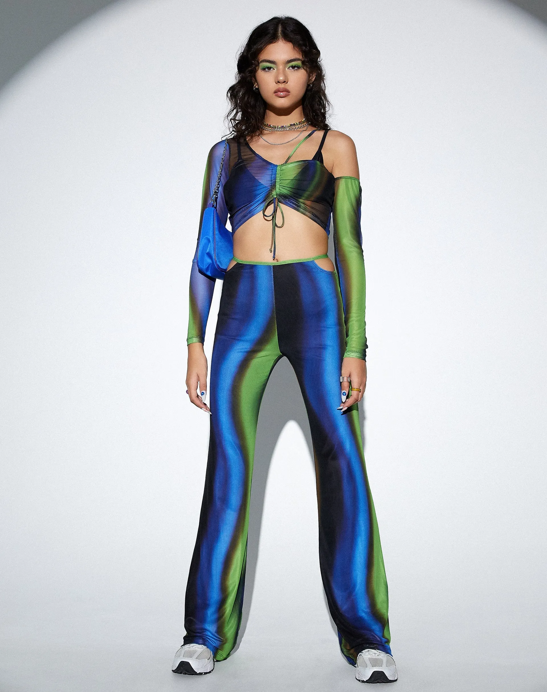 MOTEL X OLIVIA NEILL Tapi Crop Top in Solarized Green and Blue sold by Motel Rocks product image thumbnail 3