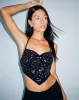 Ketida Halterneck Crop Top in Black Diamante sold by Motel Rocks