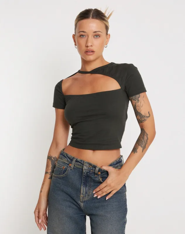 Desiree Crop Top in Black Forest sold by Motel Rocks