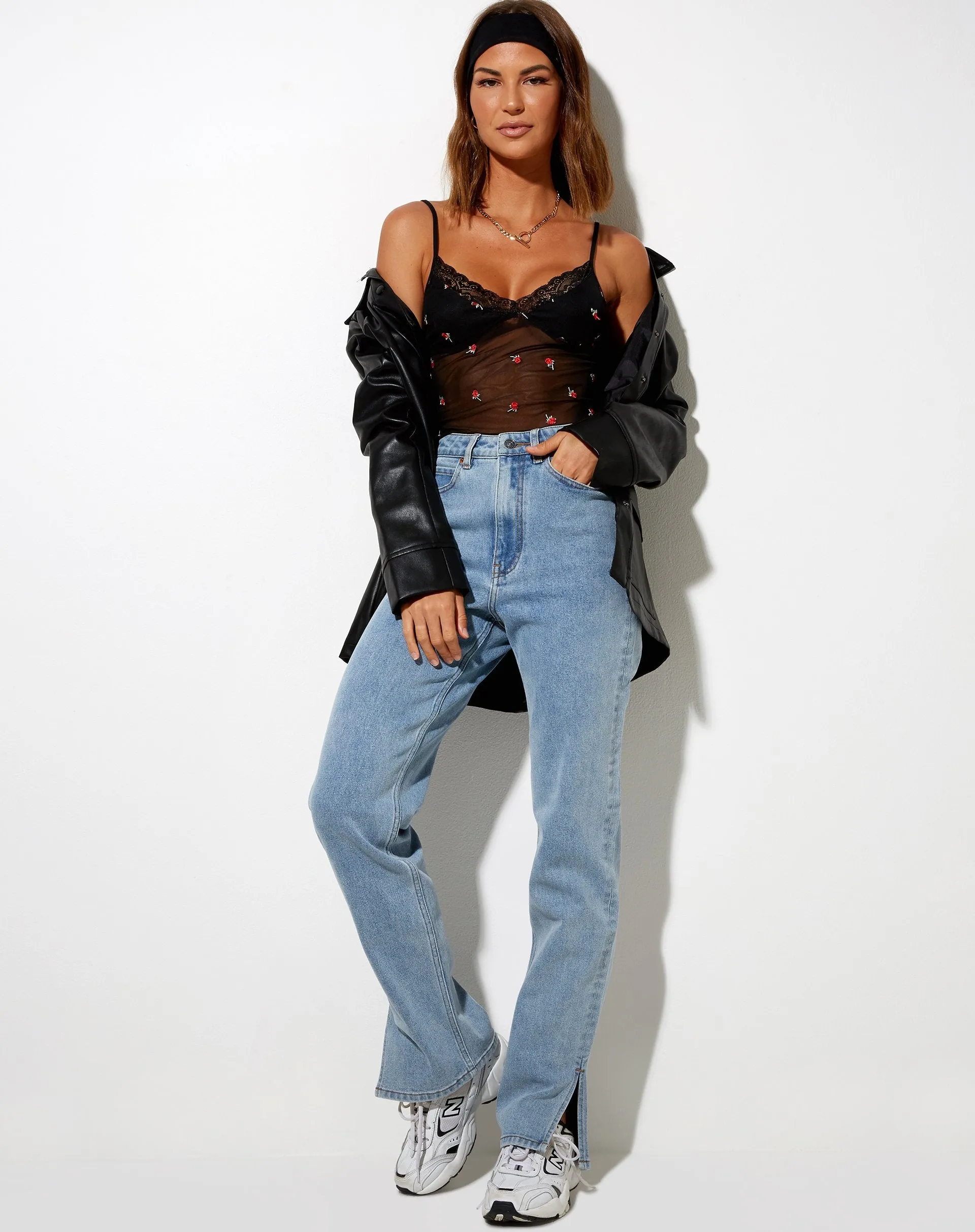 Yenika Crop Top in Black with Red Rose Embro sold by Motel Rocks product image thumbnail 4