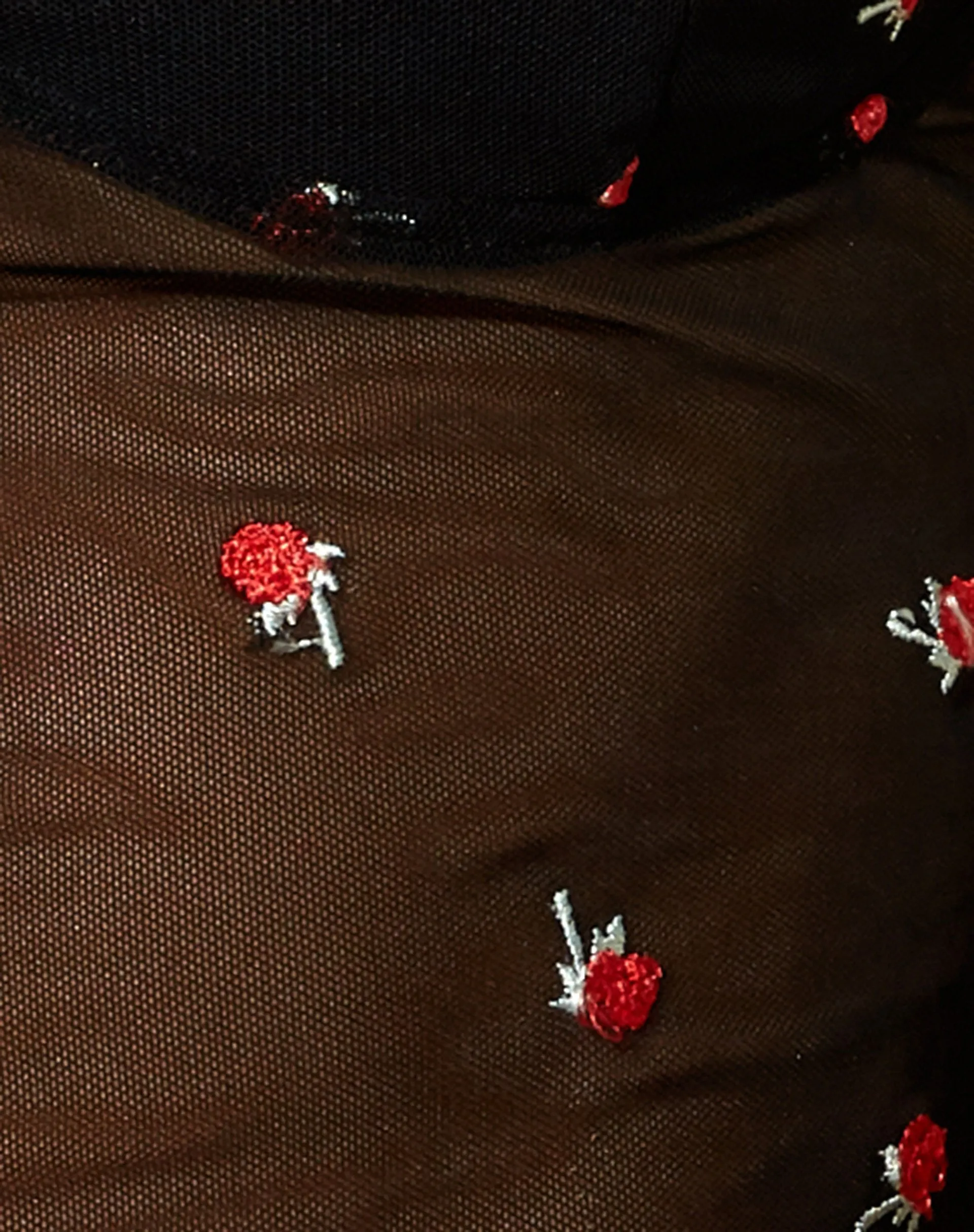 Yenika Crop Top in Black with Red Rose Embro sold by Motel Rocks product image thumbnail 5