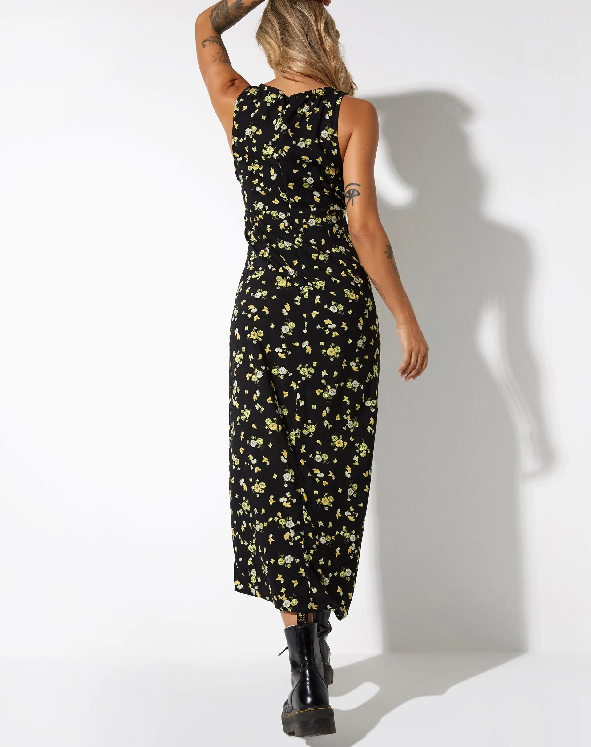 Fiaso Midi Dress in Lemon and Lime Black sold by Motel Rocks product image thumbnail 4